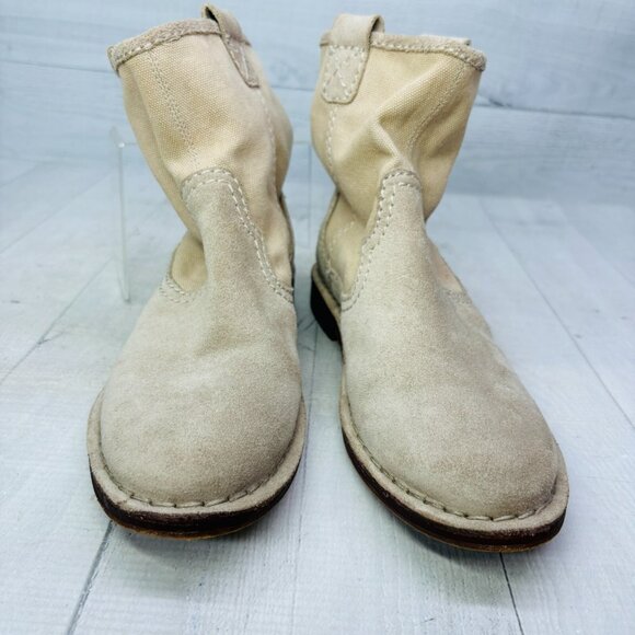 Clarks Cabaret Stage Sand Suede Womens Ankle Boots Slouchy Block Heel Size 6.5 - Picture 7 of 14